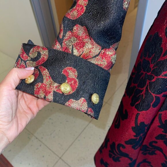 Samuel Dong Womens Coat Size Small Multicolor Brocade Pockets Floral New - Picture 10 of 13